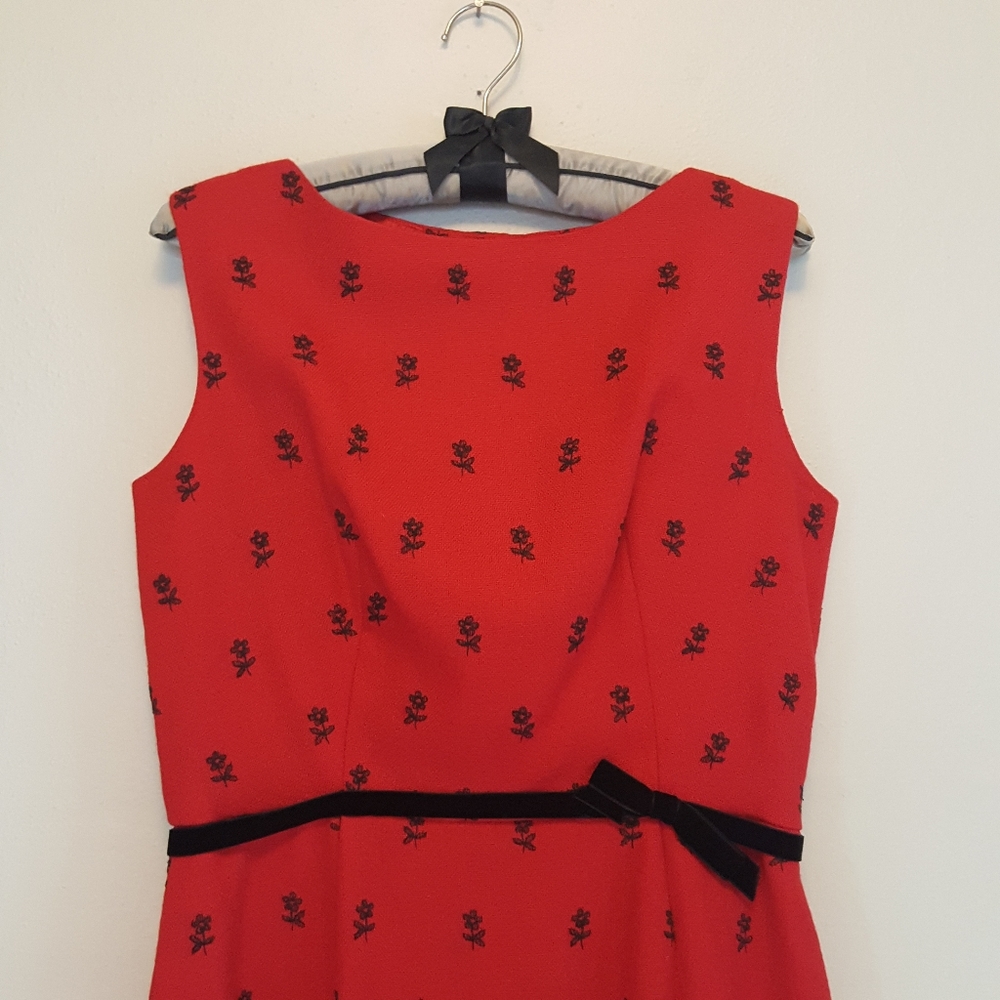 Vintage Mid Century Lanz Red Wool Sleeveless Dress
